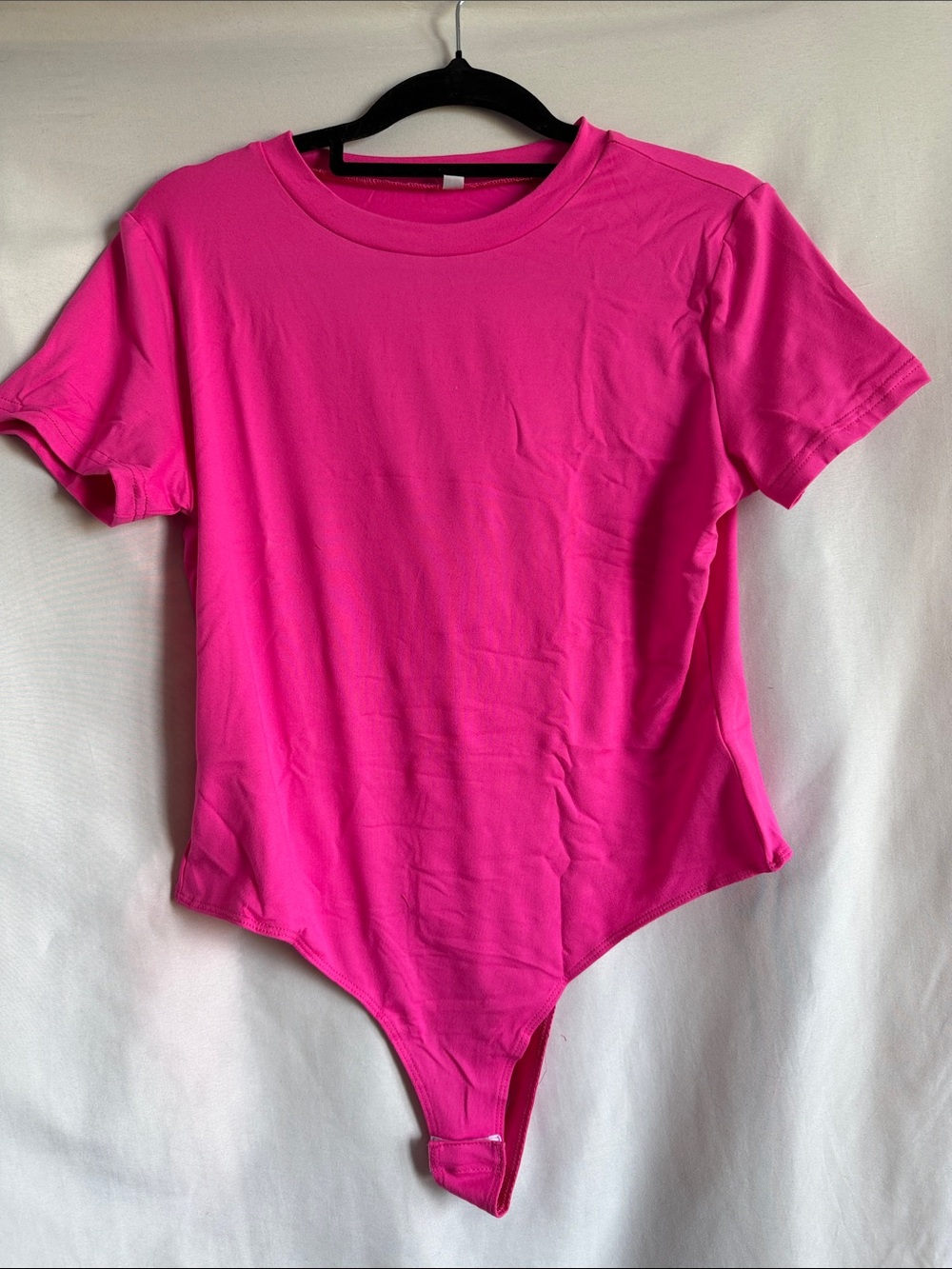 Women's Short Sleeve Bright Pink Bodysuit